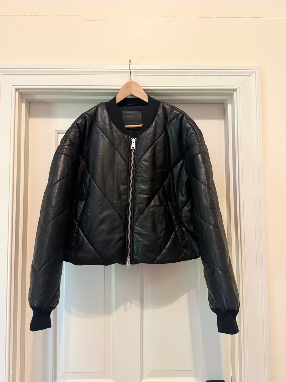 Like New! AllSaints Bailey Puffer Leather Jacket - Size 12, Black, Cropped